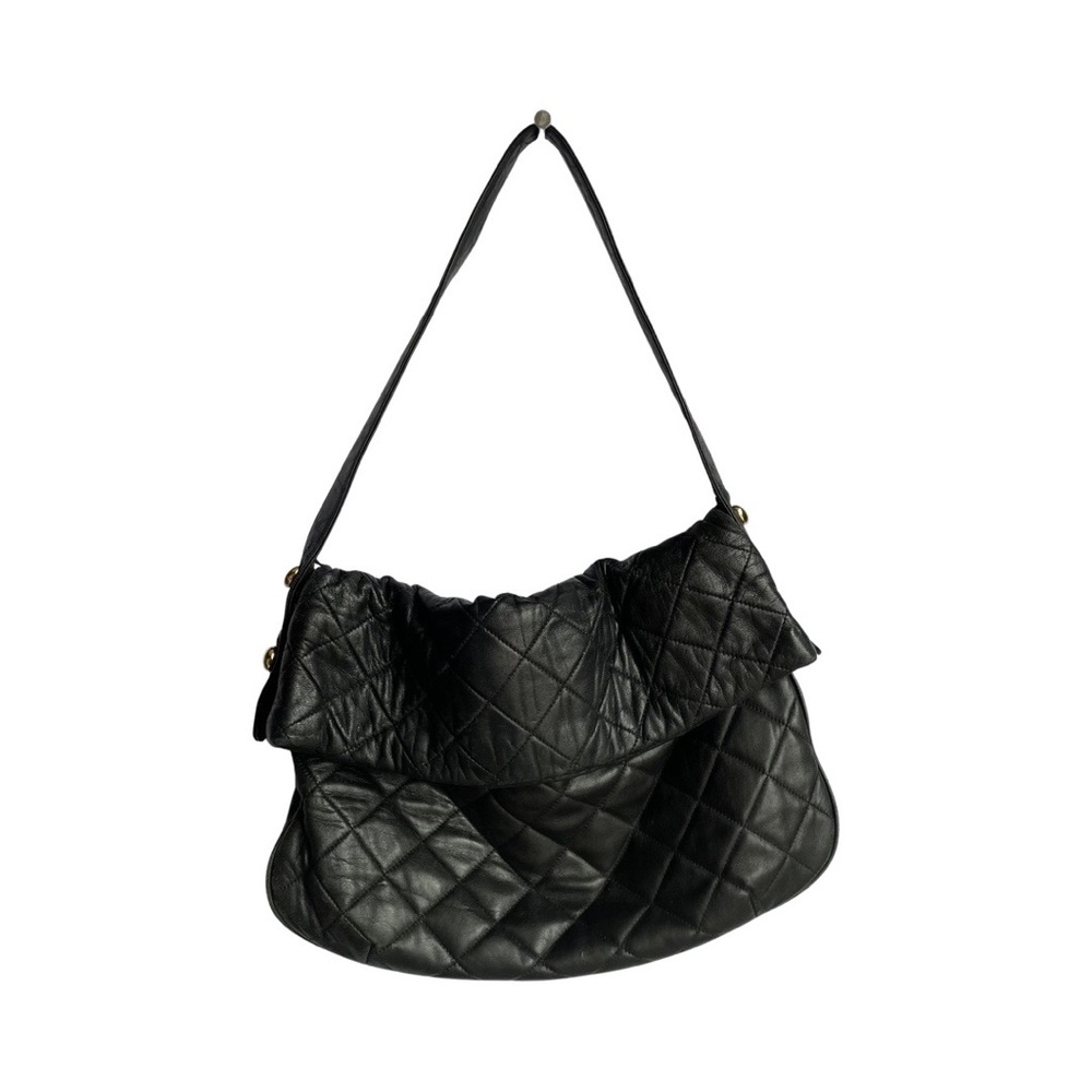 Lauren Merkin black quilted leather crossbody purse w/adjustable
